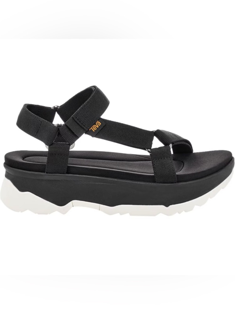 Teva Black Platform Sport Sandal with White Lug Outsole